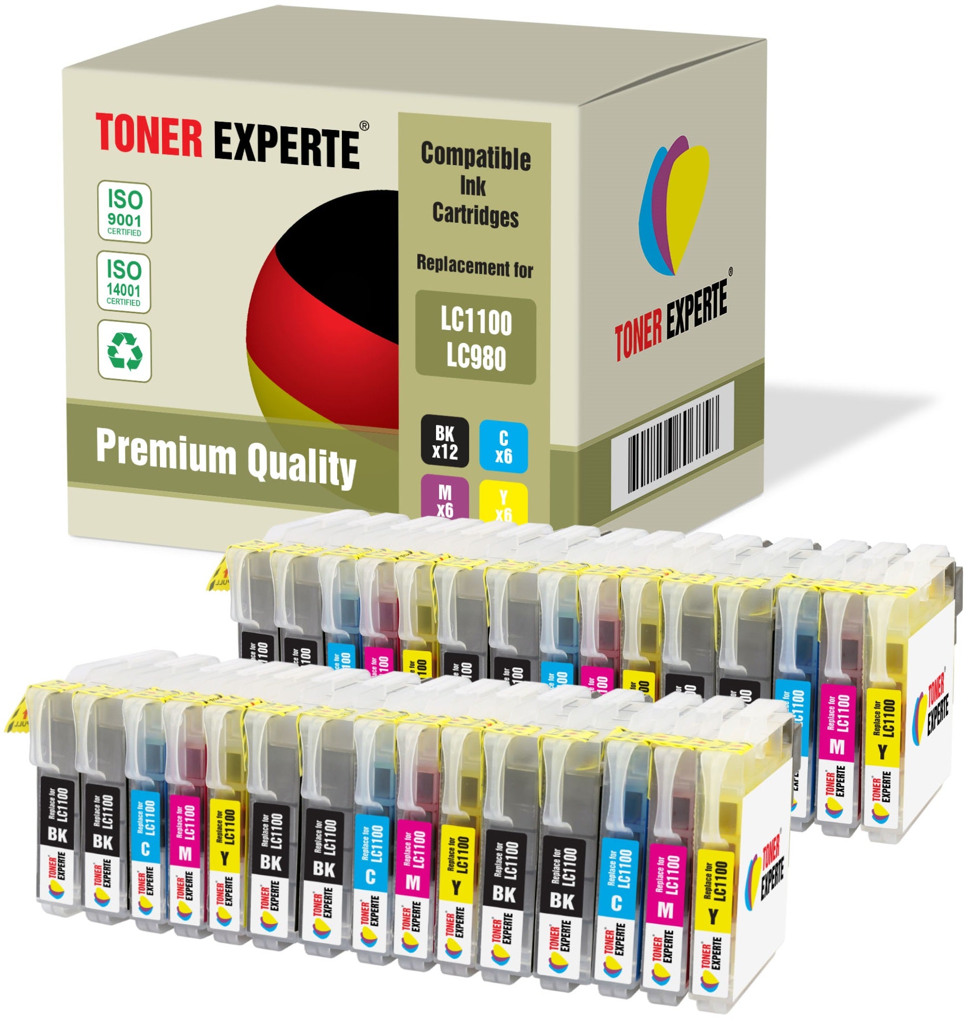 LC1100 LC980 Compatible Black Ink Cartridges for Brother - Toner Experte